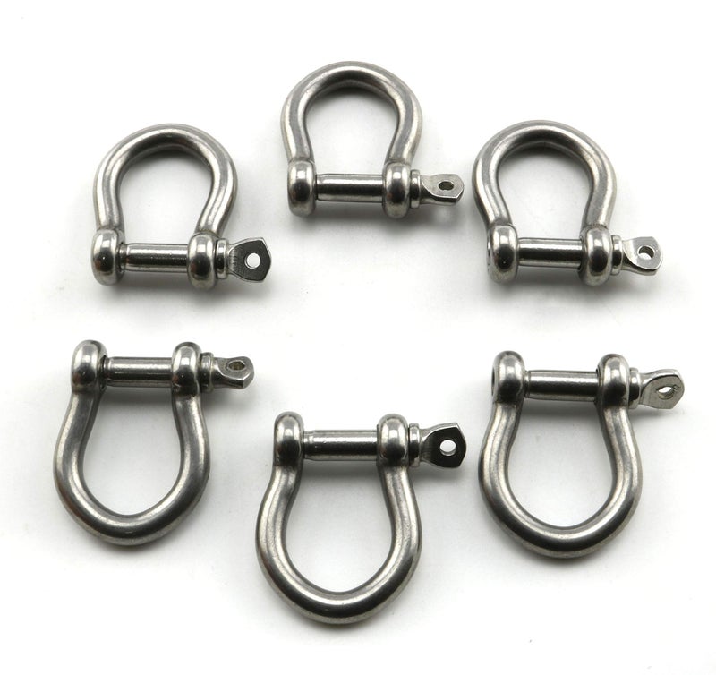 heyous 6pcs 1/5 Inch 5mm Screw Pin Anchor Shackle Stainless Steel Heavy Duty Bow Shape Load Clamp for Chains Wirerope Lifting Paracord Outdoor Camping Survival Rope Bracelets - Image 3